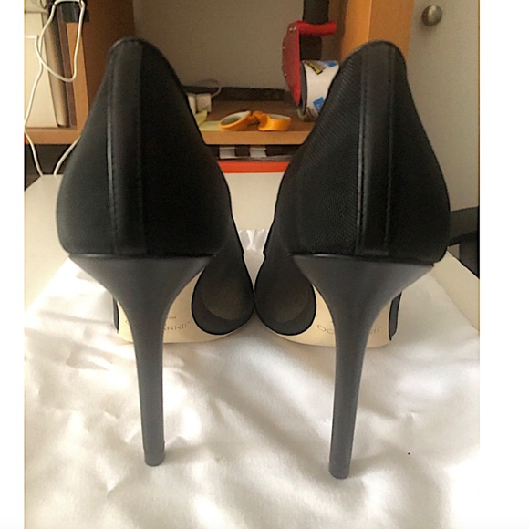 Jimmy Choo Black Mesh Amika 85 Diamond Pumps Shoes